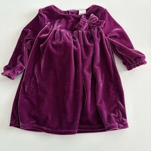Carters Baby Girl Dress Size 6 Months Purple Velvet Formal Party Long Sleeve